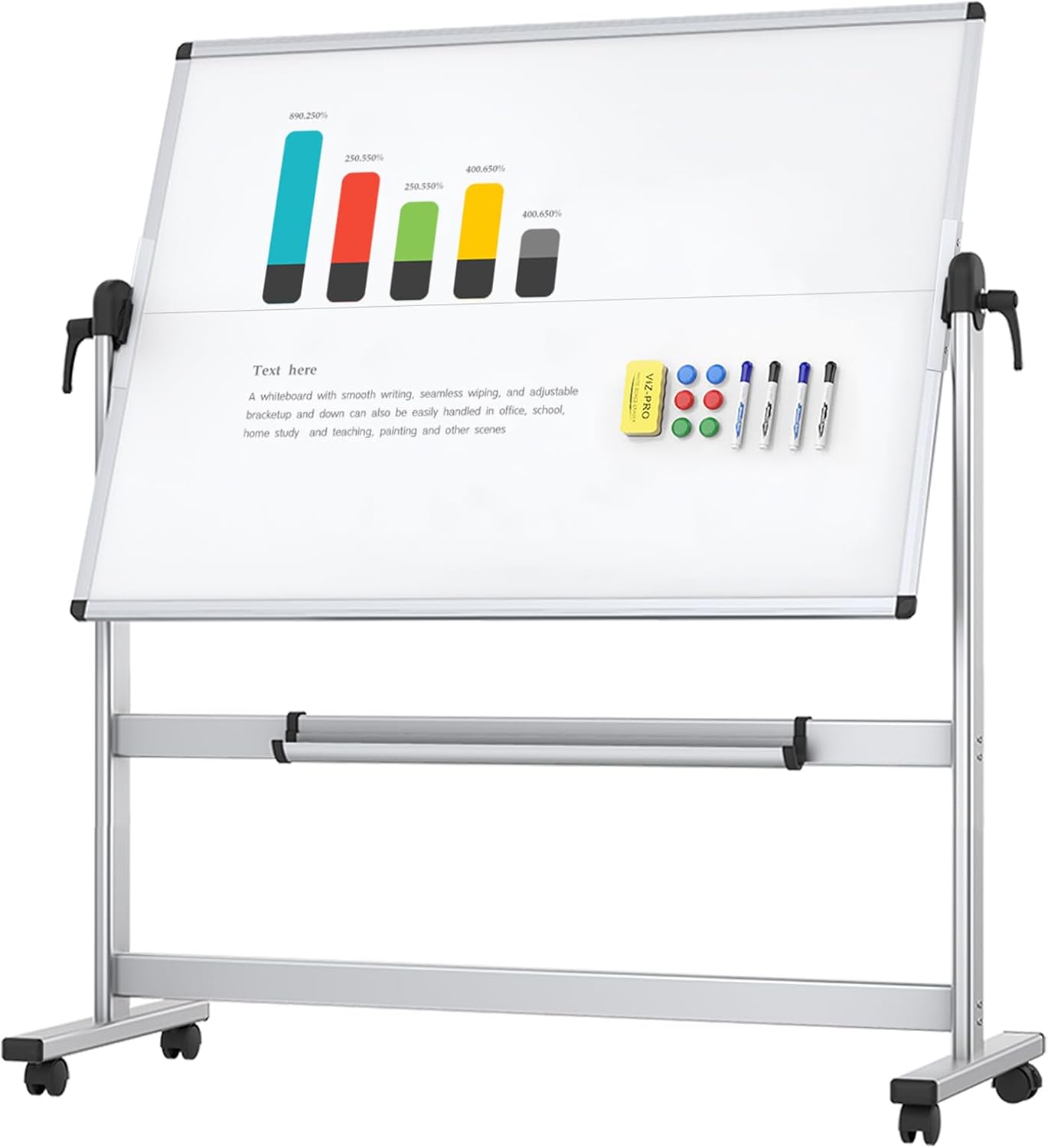 VIZ-PRO Double-Sided Mobile Whiteboard for Efficient Presentations