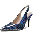 Beaded High Heel Slingback Pumps 3.5in Stilettos - Comfortable Style