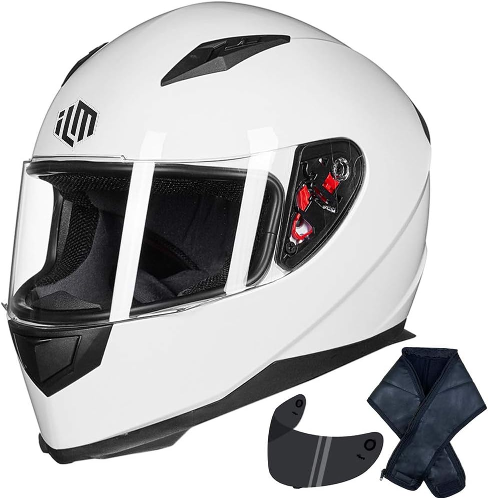 ILM Full Face Motorcycle Helmet with Removable Neck Scarf