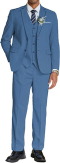 Men's 3 Piece Linen Suit - Lightweight Cotton-Linen Set for Weddings