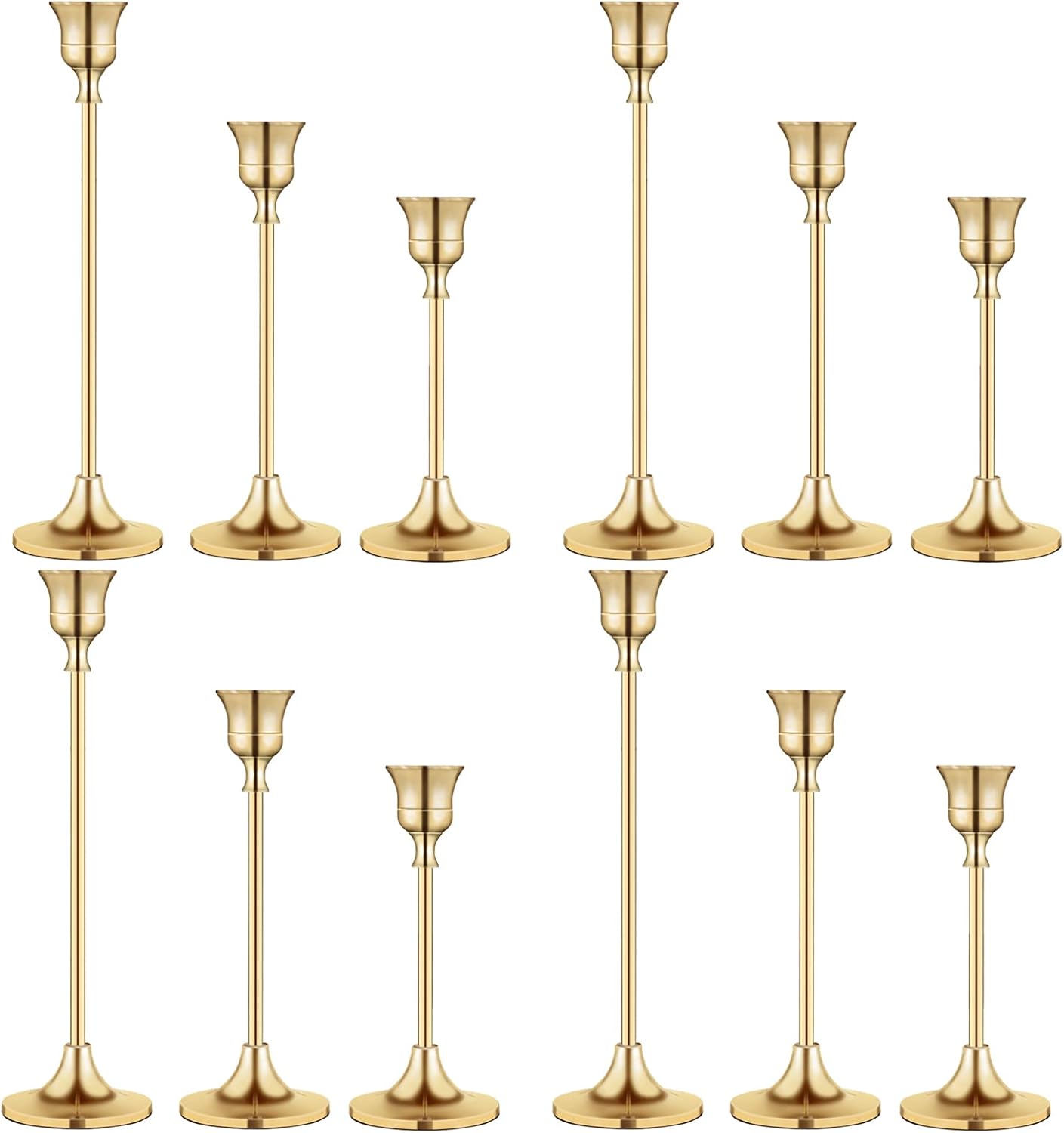 Vintage Gold Brass Taper Candle Holders Set of 3 for Decor