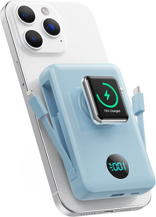 Magnetic Portable Charger 10800mAh for iPhone with Cables