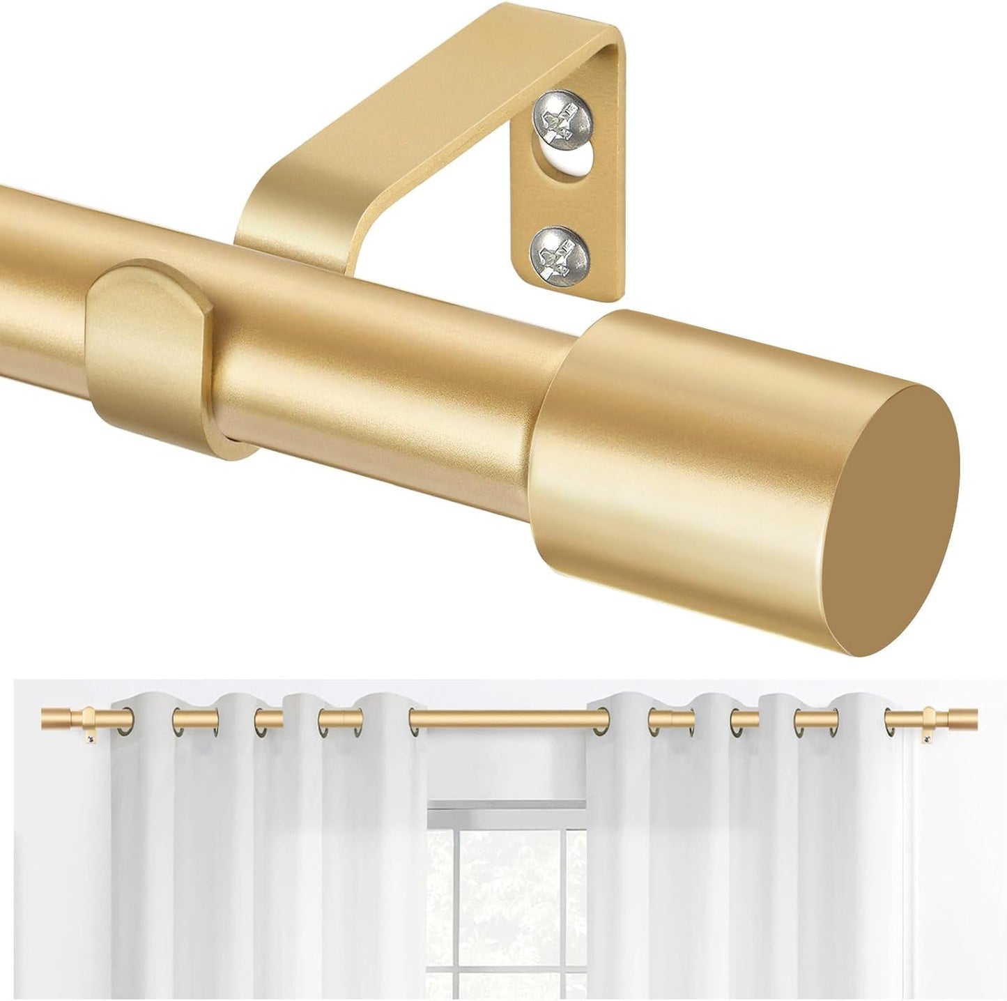 Adjustable Gold Curtain Rod Set for Versatile Window Decor
