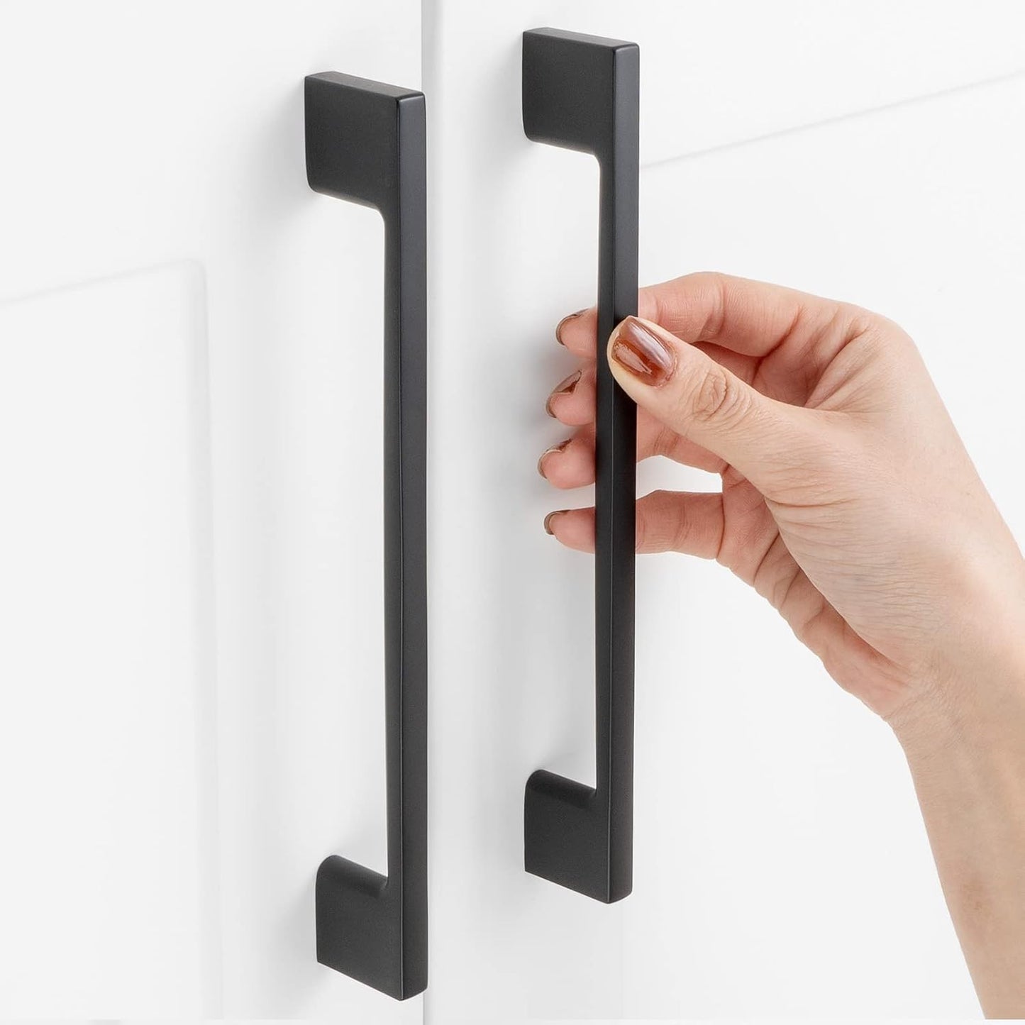 Matte Black Cabinet Pulls - 10 Pack 6-1/4 Inch Hole Centers