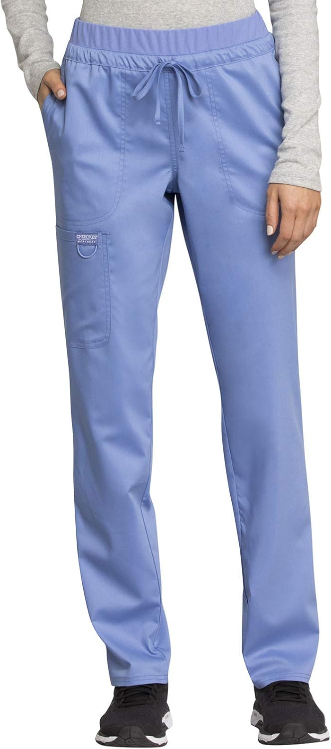 Cherokee Scrubs for Women Mid Rise Tapered Leg Pants with Pockets