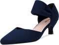 Navy Kitten Heels for Women Pointed Toe Low Heels - Comfort Fit