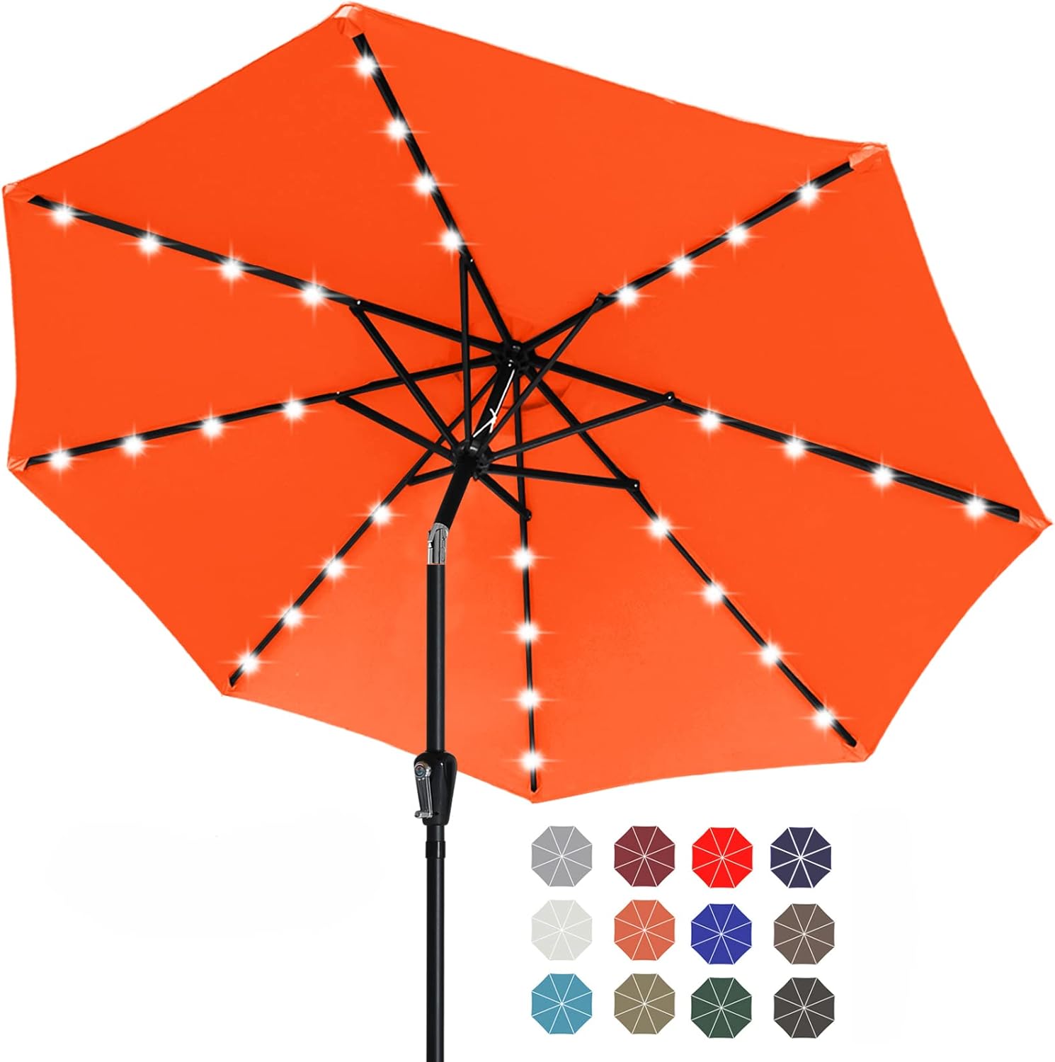 Durable Solar Led Patio Umbrellas with 32 LED Lights 9FT