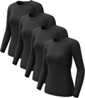 4 Pack Women's Long Sleeve Compression Shirts - Warm (Style 8Q2W)