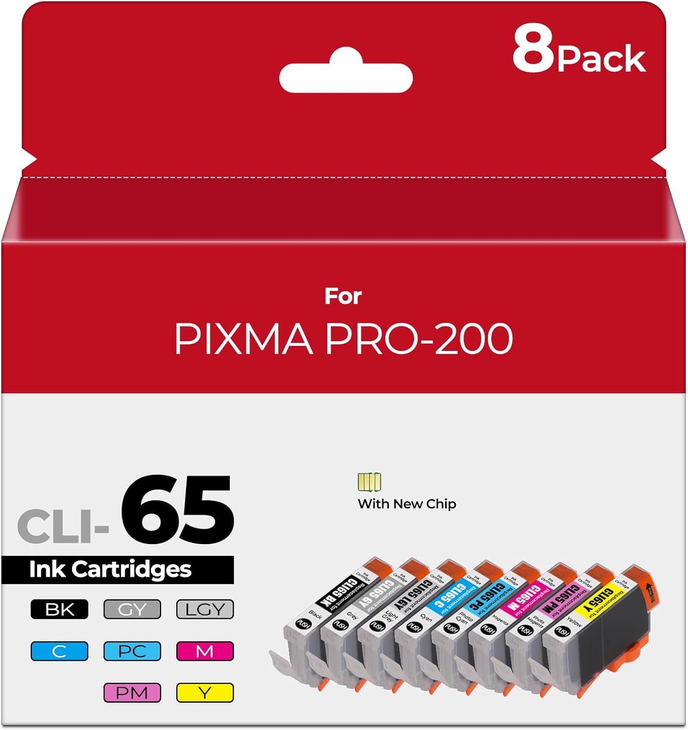 CLI-65 Ink Cartridges for PIXMA PRO 200 Printer - 8 Color Pack
