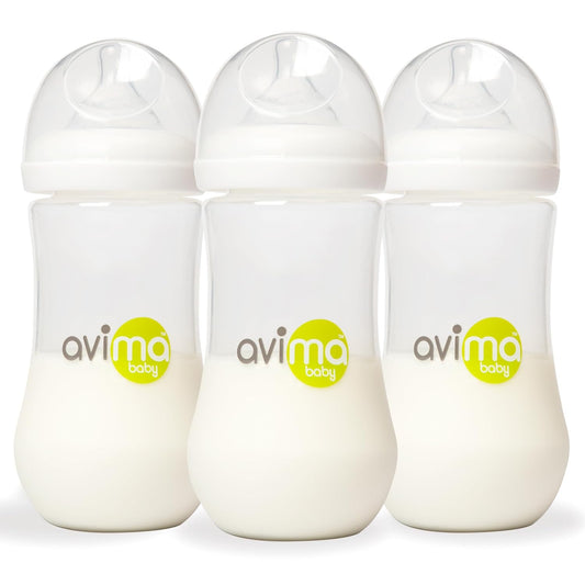 Avima 12 oz Anti Colic Baby Bottles - Fast Flow Nipples, BPA Free - Stage 3 (Set of 3)
