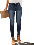 Allimy Women's High Rise Skinny Ripped Jeans - High Waisted Stretch