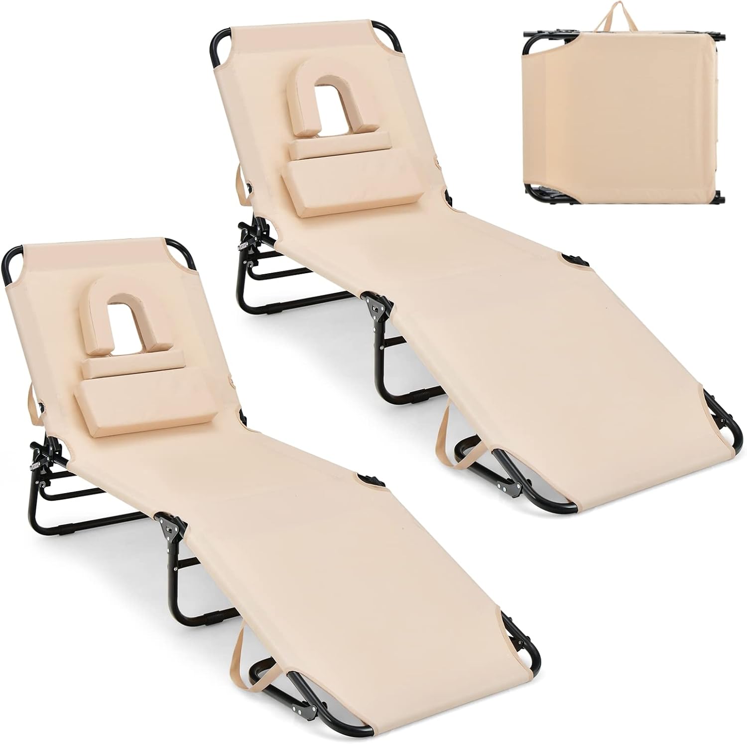 GYMAX Tanning Chair with Face Hole for Ultimate Comfort