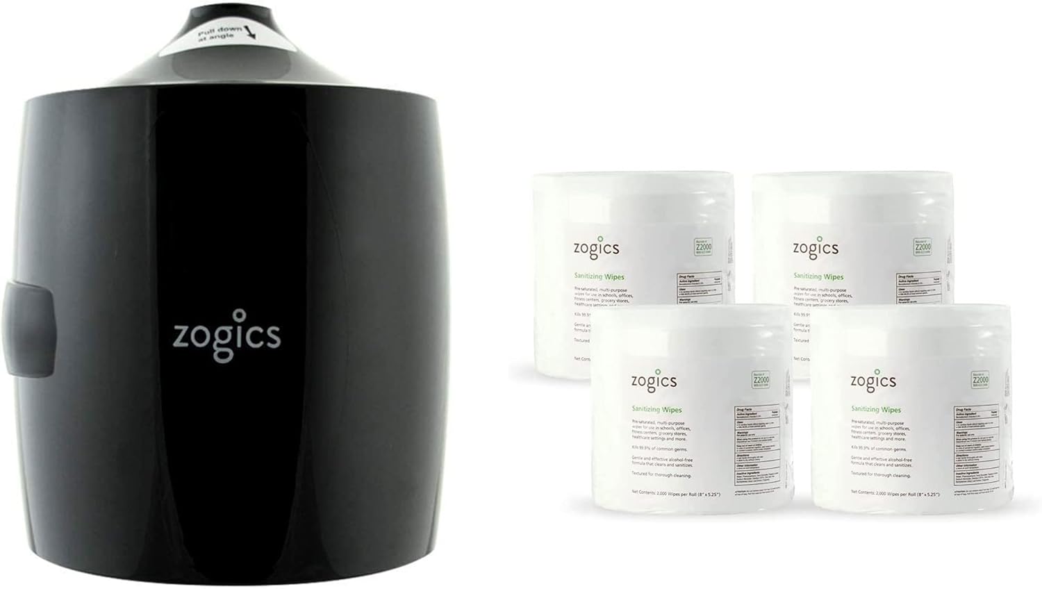 Zogics Sanitizing Wipes with Wall Mounted Dispenser for Easy Access