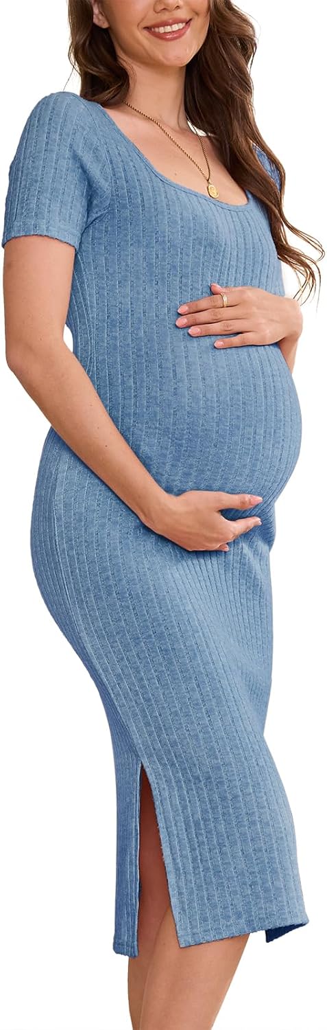 Long Sleeve Maternity Sweater Dress for Fall Winter Comfort
