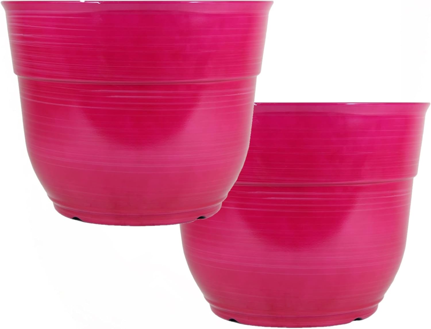 Bright Pink Glazed Brushed Plastic Planters for Indoor Outdoor Use