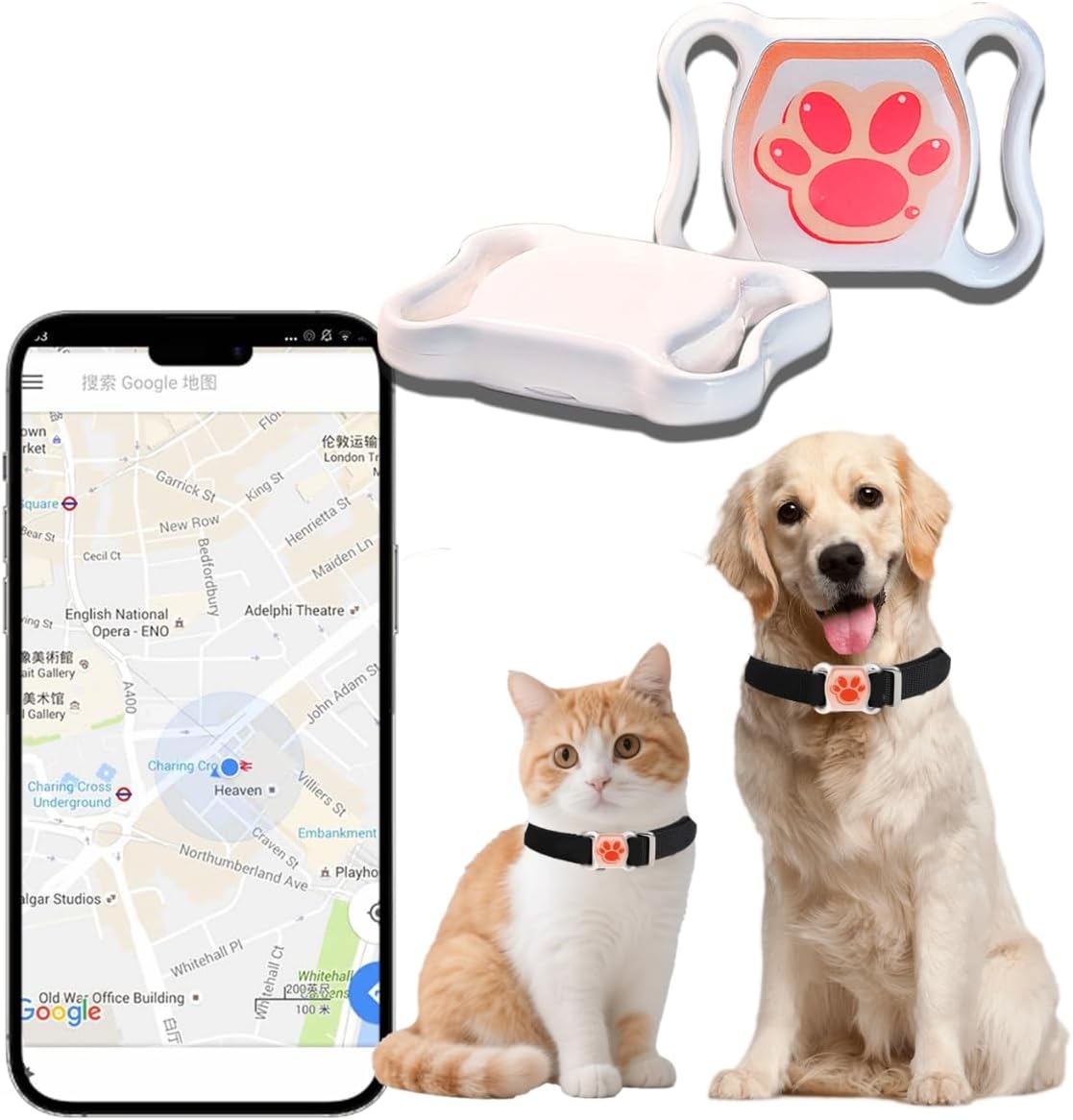 GPS Tracker for Dogs & Cats - Waterproof Real-Time Tracking Device