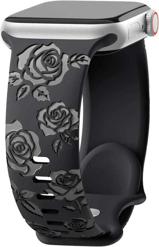DaQin Floral Engraved Silicone Band for Apple Watch