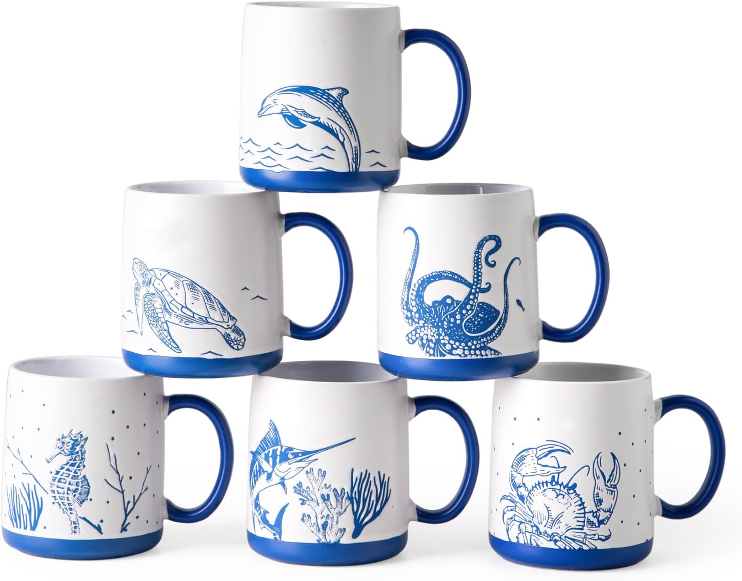 AmorArc Large Coffee Mugs Set of 6 for Tea Latte Cocoa