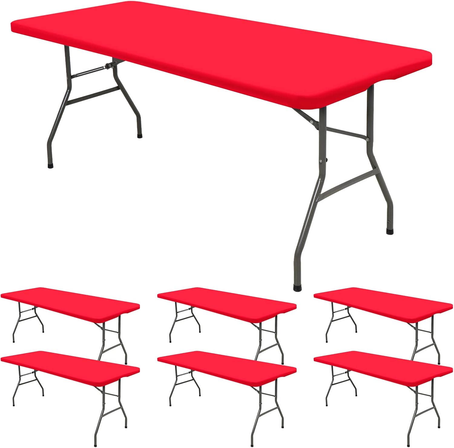 6 Pack Stretch Fabric Table Top Cap Cover for 8ft Tables
