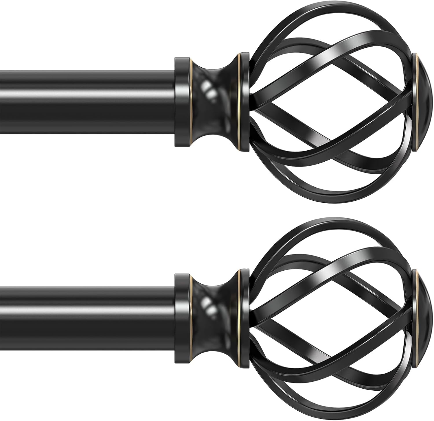 2 Pack Curtain Rods for Windows 18 to 45 Inch with Finials