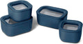 Mini Food Storage Set 9pc - Navy Ceramic-Coated Glass Containers