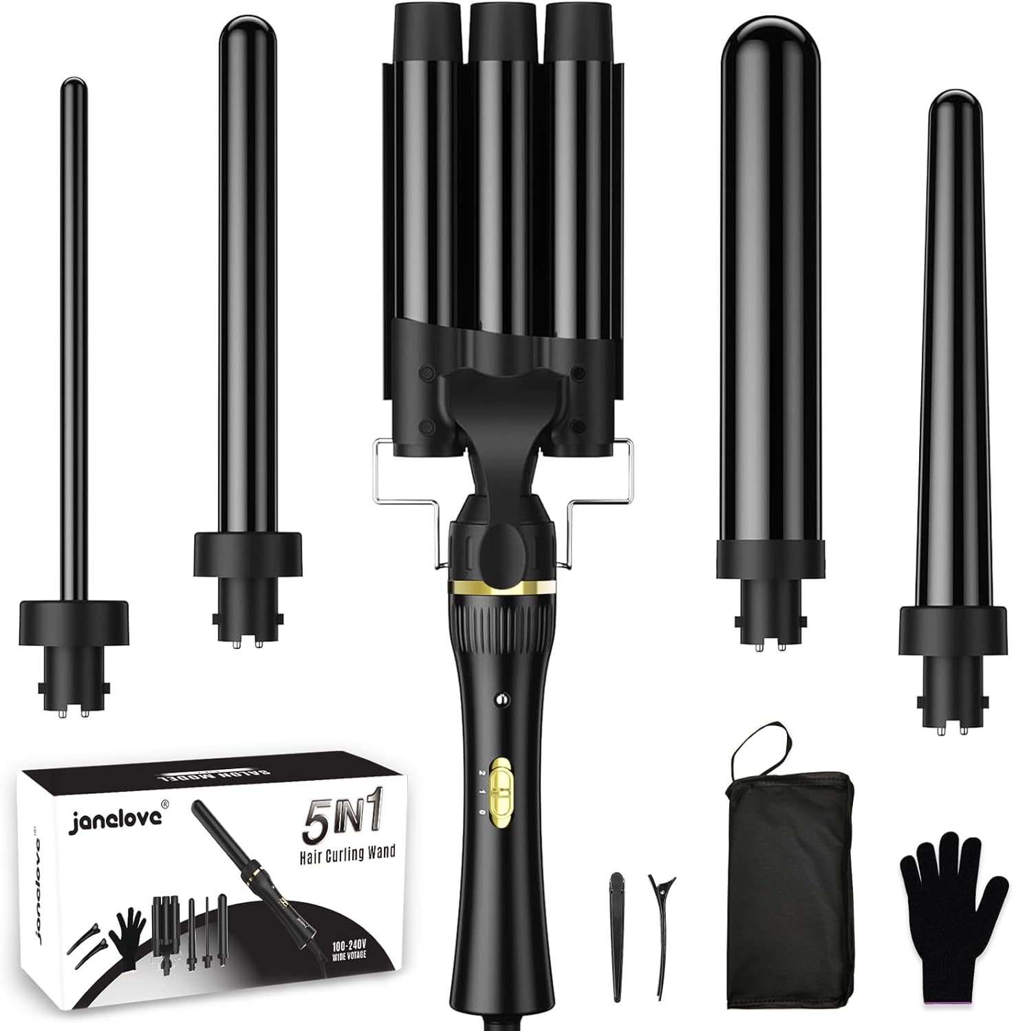 5 in 1 Wand Curling Iron Set for Professional Curls at Home