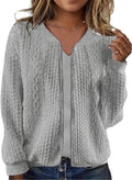 Women's Zip Up Sweatshirt Jacket with Stand Collar - Casual Hoodless