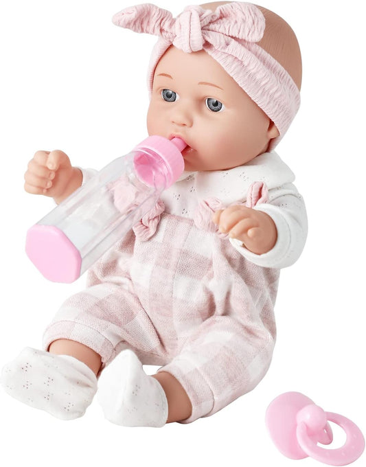 12'' Baby Doll Gift Set - Pink Outfit, Blanket, & Feeding Bottle - Ideal for Ages 3+!