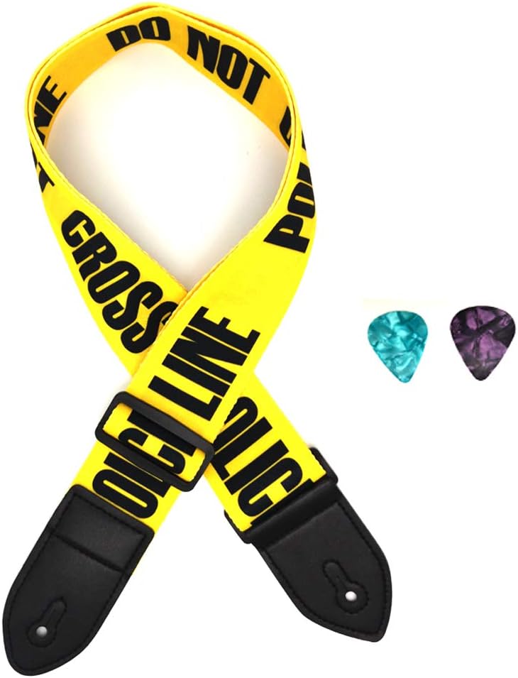 Adjustable Guitar Strap - Suitable for All Guitars - Yellow Police Line