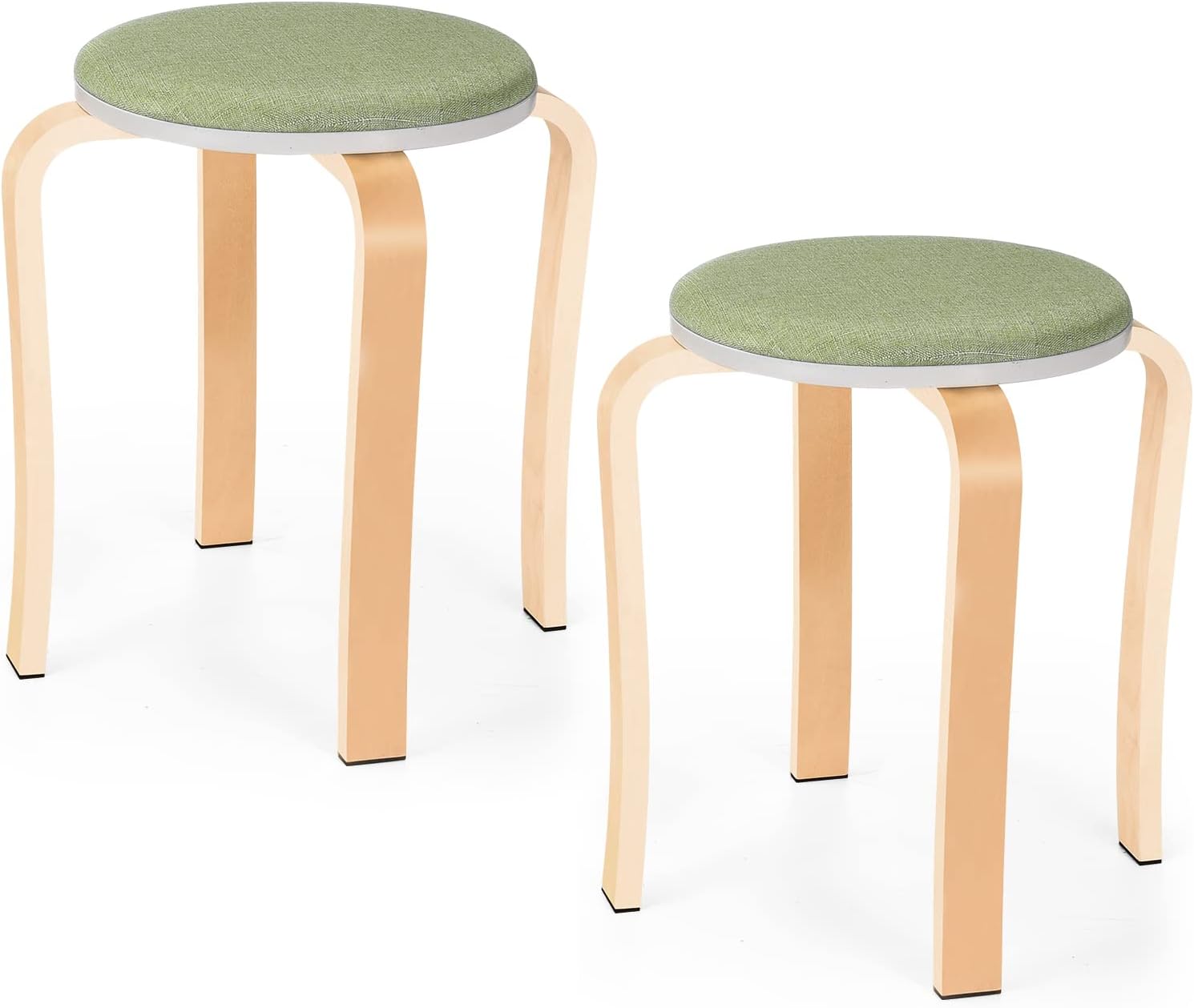 Wood Stools Set of 2 Stackable Extra Seating for Kids and Guests