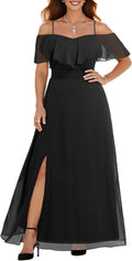Pinup Fashion Women Plus Size Off The Shoulder Chiffon Bridesmaid