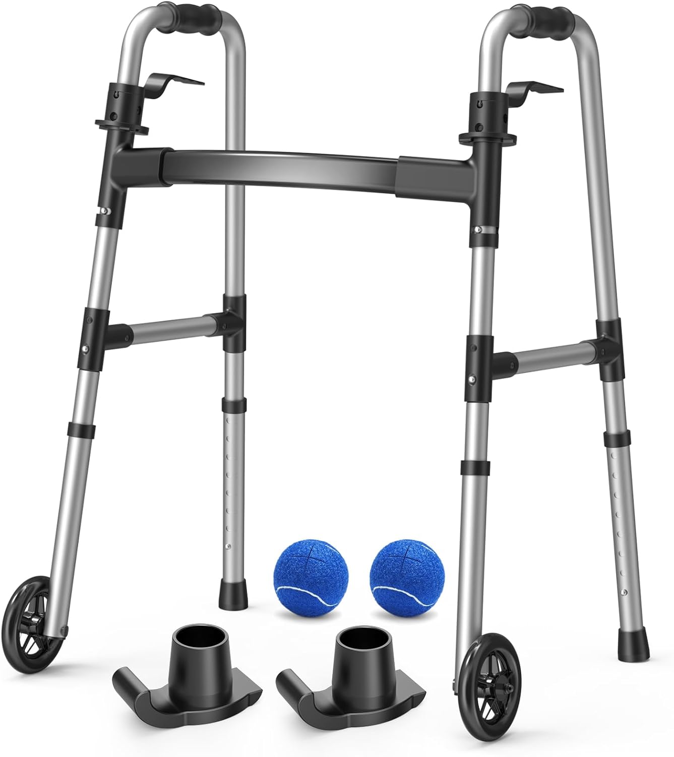 Folding Walker with 2 Precut Tennis Balls and 5in Wheels
