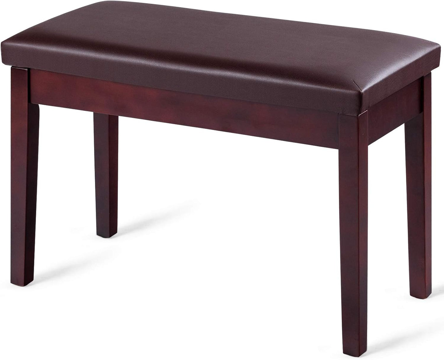 GOFLAME Brown Faux Leather Piano Bench with Hidden Storage