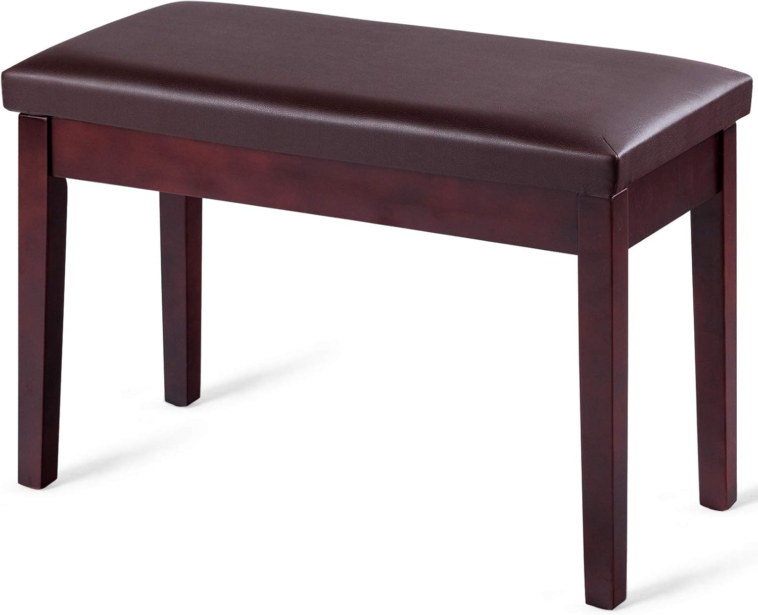 GOFLAME Brown Faux Leather Piano Bench with Hidden Storage