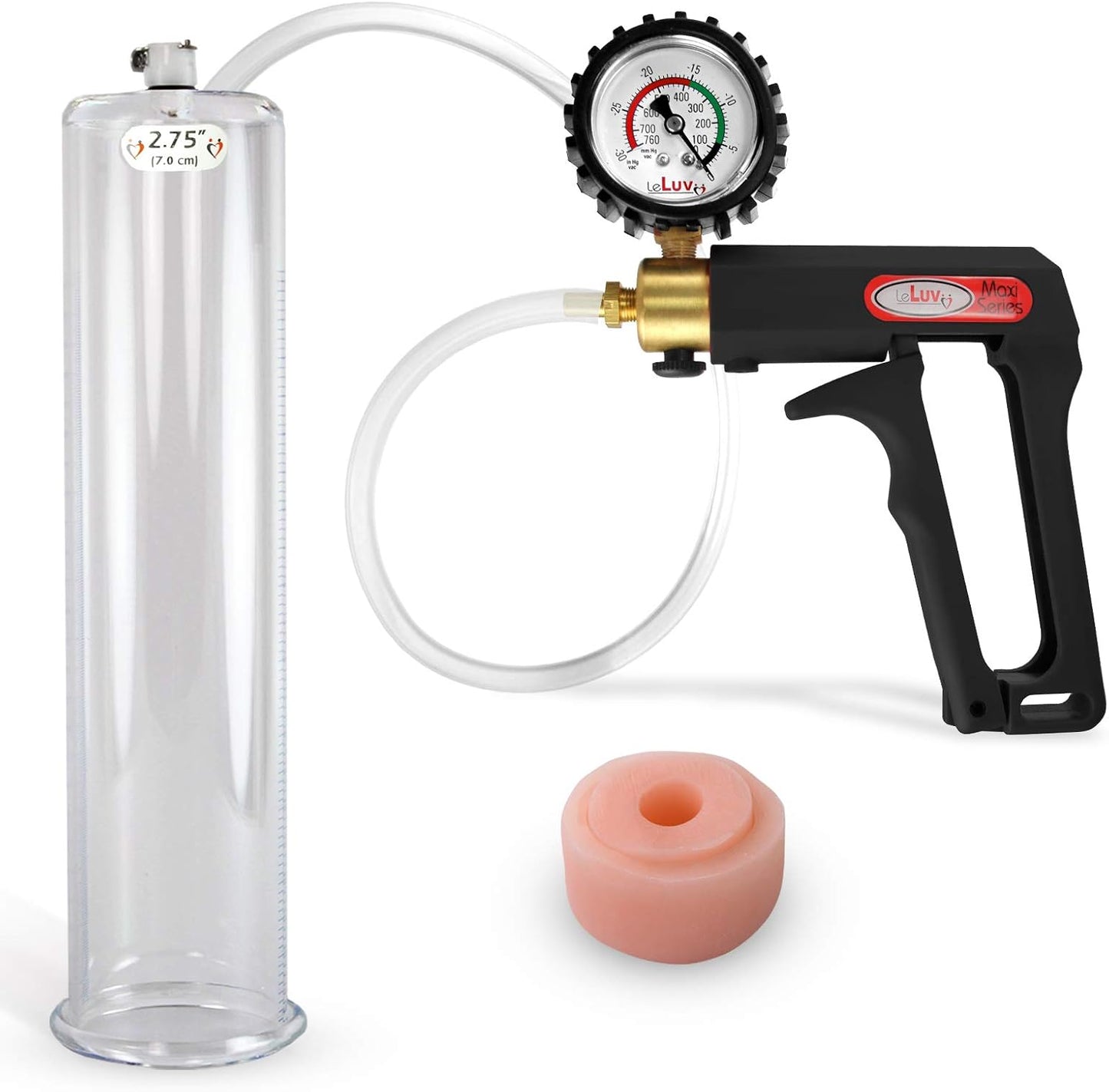 LeLuv Penis Pump Maxi Black Handle with Clear Hose Bundle