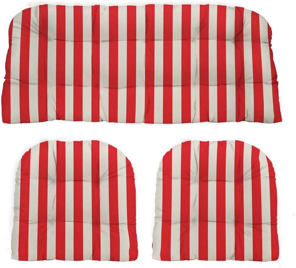 3-Piece Wicker Tufted Cushion Set for Outdoor Furniture Comfort