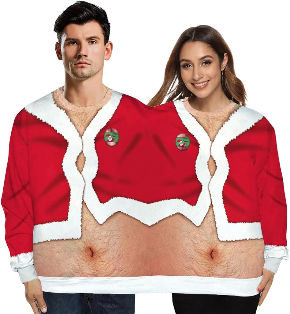 Two Person Ugly Christmas Sweater for Couples and Twins