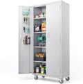 72ft Tall Garage Storage Cabinet with Pegboards and Locking Doors