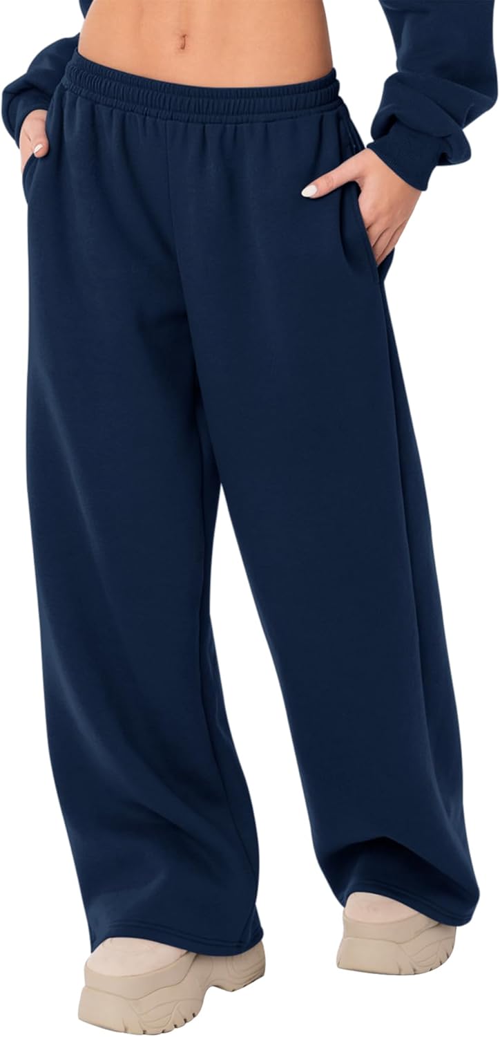 LOMON Wide Leg Sweatpants for Women - Cozy Fleece Joggers