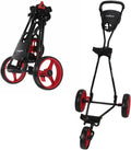 Compact Red/Black Caddymatic Golf Cart - Effortless Maneuverability!
