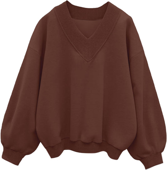 Hilinker Womens V Neck Oversized Sweatshirts for Casual Style