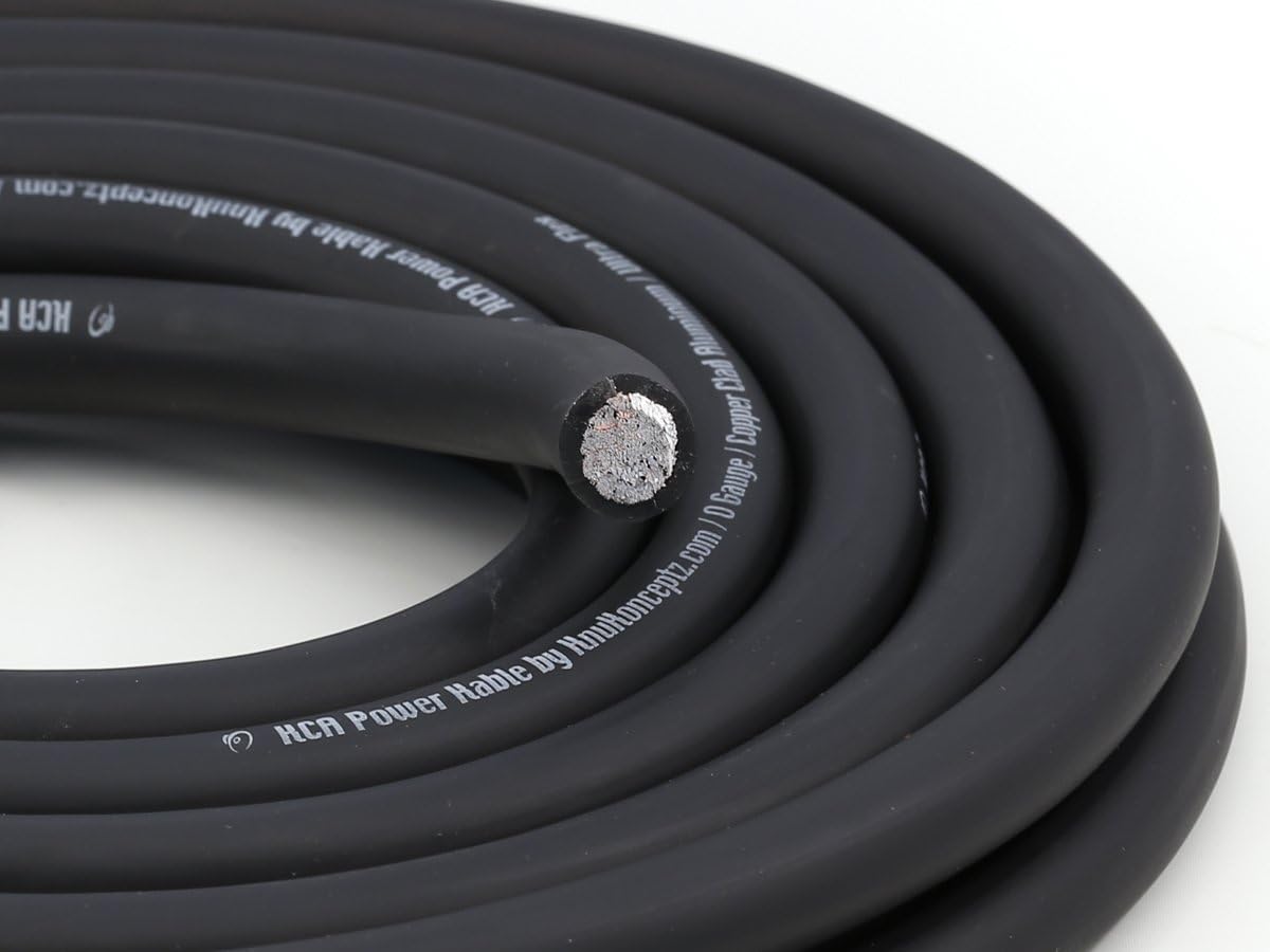 KCA 0 Gauge Power Ground Amp Wire Cable Black - 20 ft Length