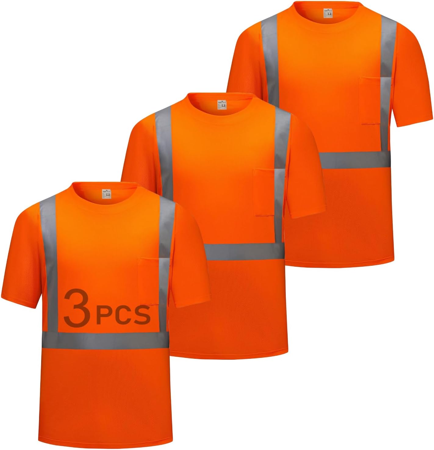 Hi Vis Safety Shirts for Men Reflective Work T-Shirt 3 Pack