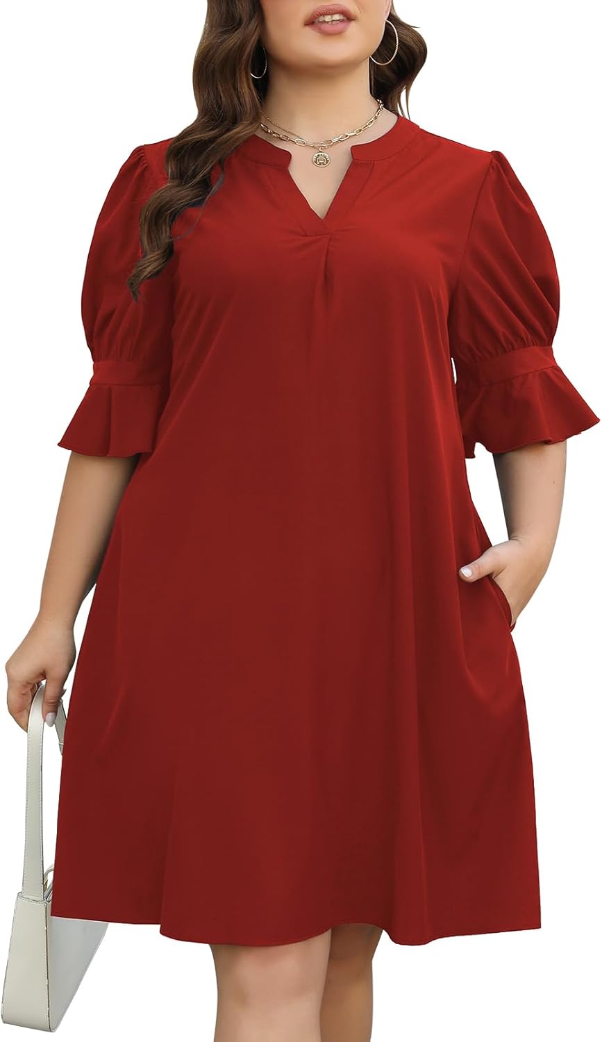 Celkuser Plus Size Summer Casual Shift Dress for Curvy Women