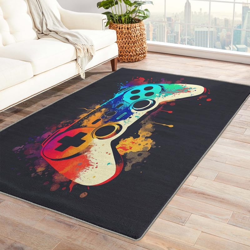 SZLYZM Non-Slip Washable Gaming Rug - Soft Decor for Kids' Rooms