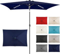 FLAME&SHADE 6.5 x 10 ft Rectangular Solar Patio Umbrella - LED Lights
