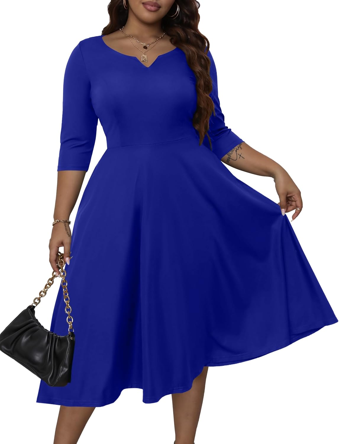 Runwind Plus Size Dresses for Women - Elegant A-Line Style