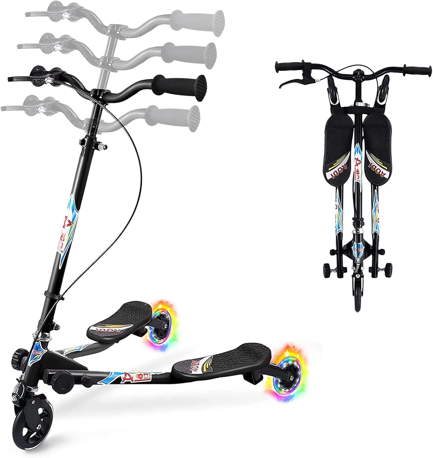 Swing Scooter for Kids with Adjustable Handlebar and LED Wheels