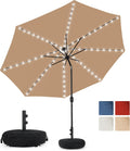 Solar Patio Umbrella 80 LED 9 ft with Sand Bag Base - Long-Run