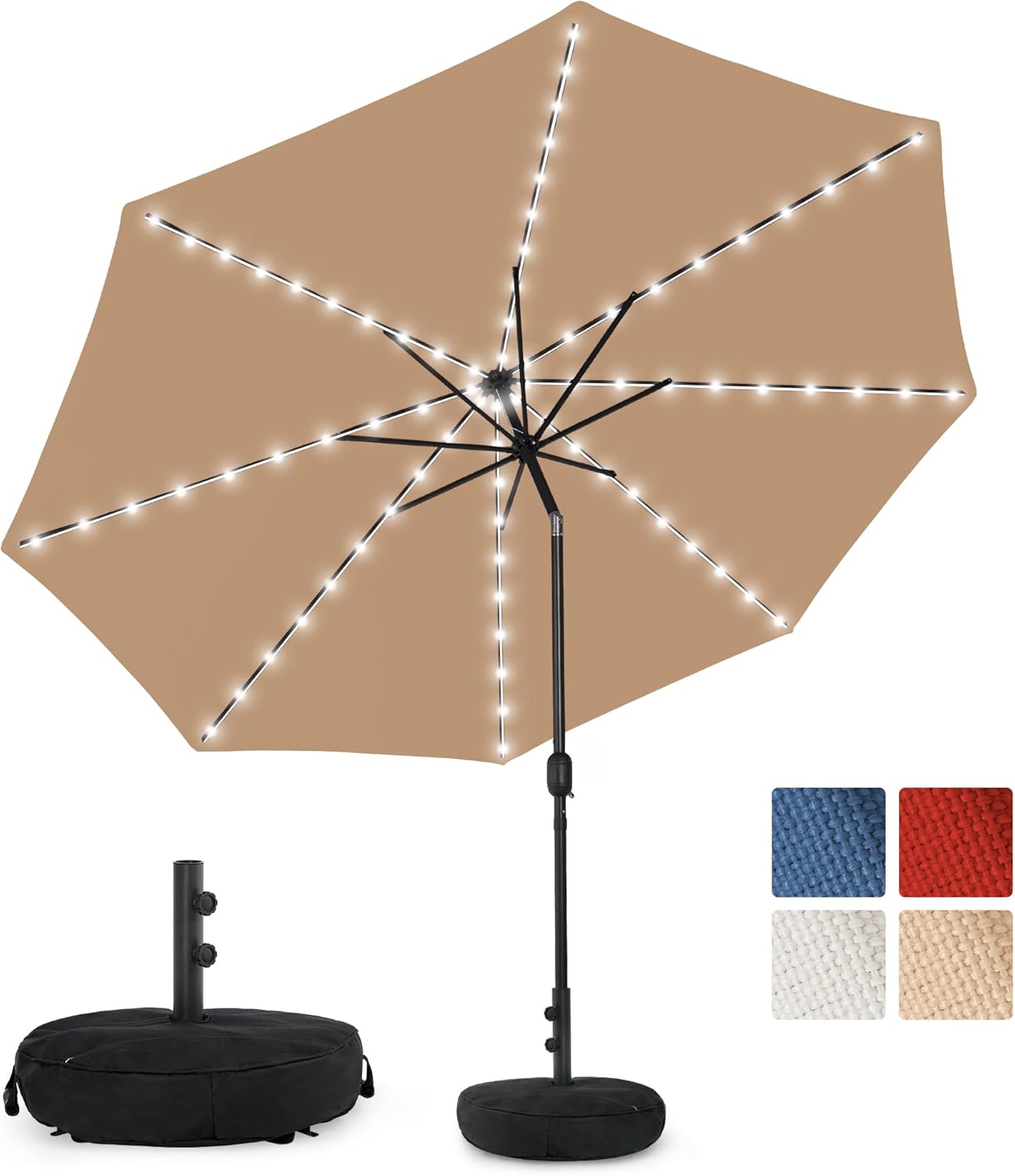 Sundale Outdoor 9 FT Solar Patio Umbrella with 80 LED Lights